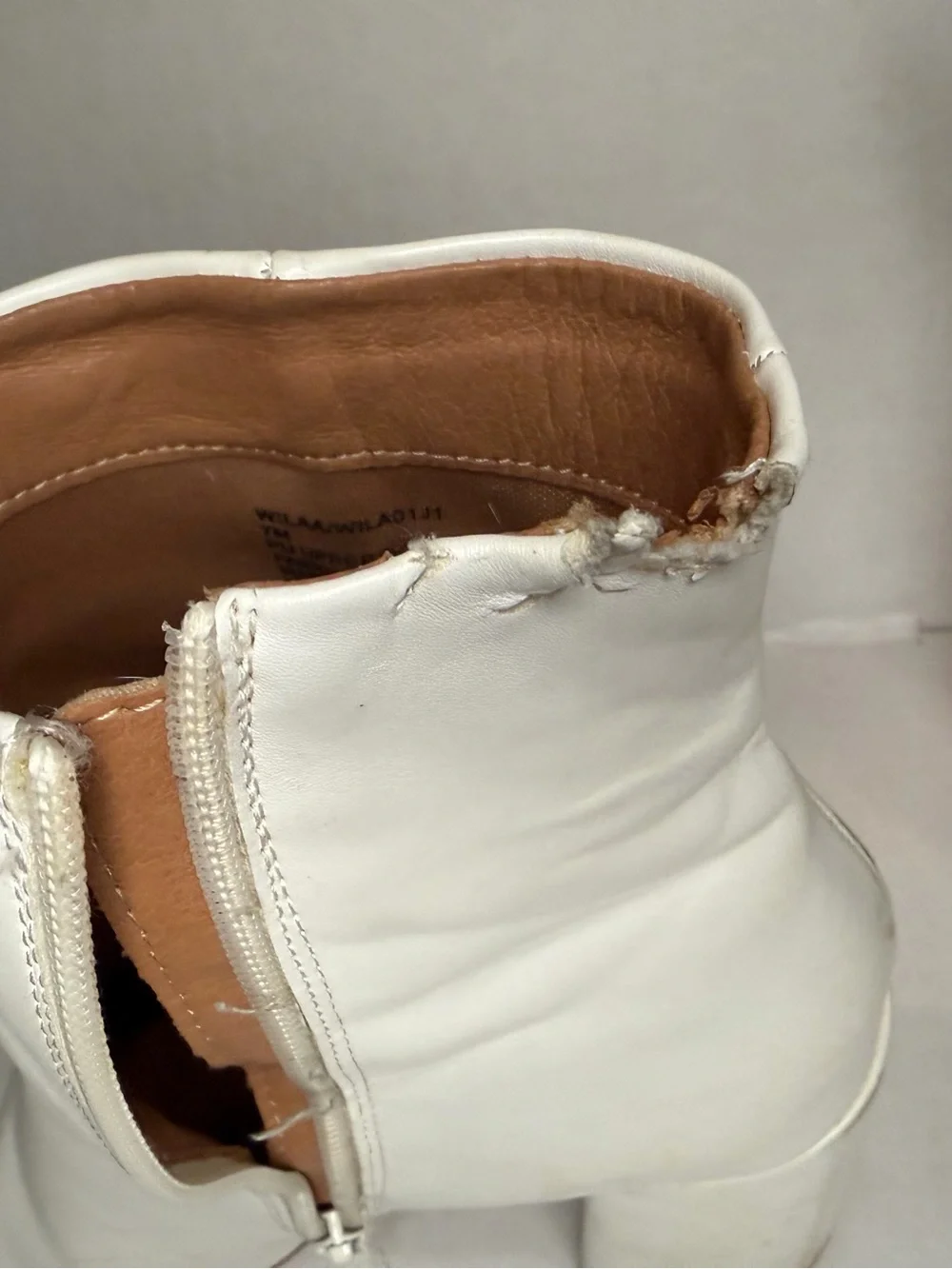 WILA White Leather Ankle Booties with Block Heel